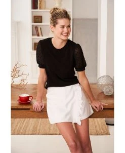 CeCe Women's Crewneck Short Sleeve Puff-Sleeve Knit Top -Anne Klein Sales Store 18953942 fpx