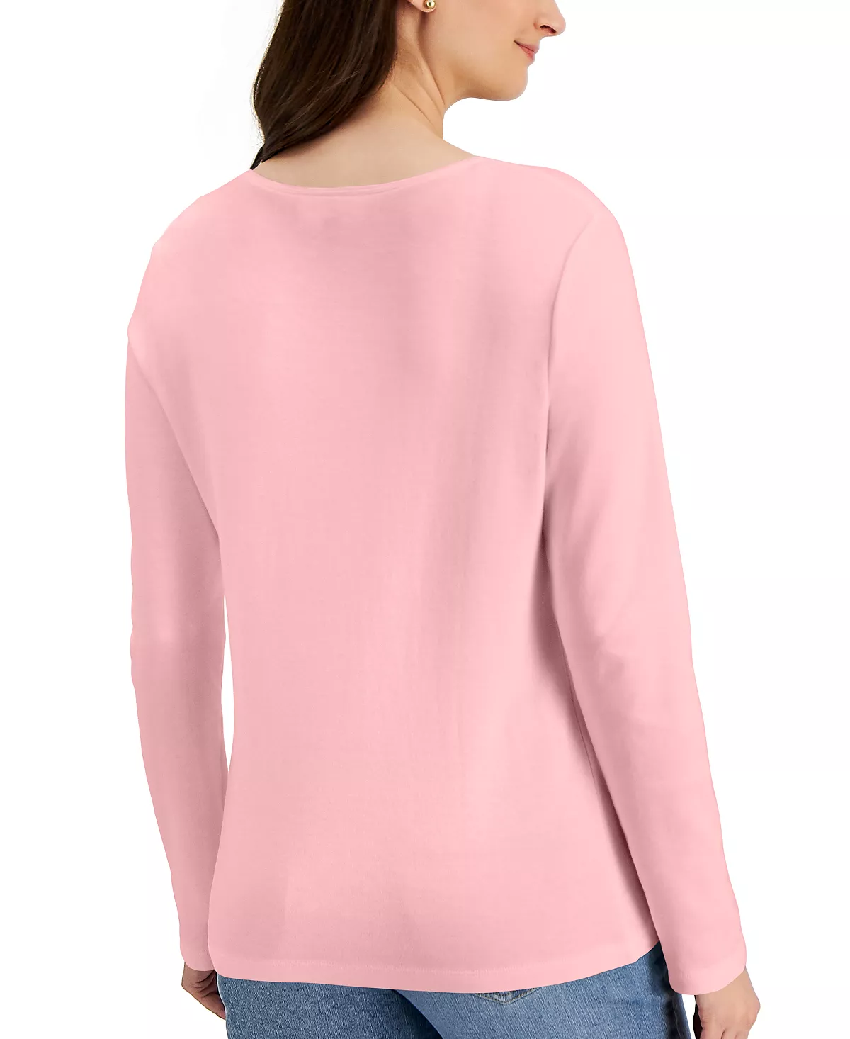 Karen Scott Long Sleeve Cotton Scoop-Neckline Top, Created For Macy's 5 Karen Scott Long Sleeve Cotton Scoop-Neckline Top, Created For Macy's - Image 5