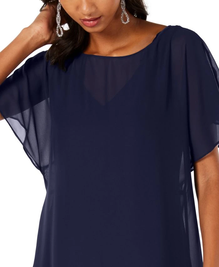 Adrianna Papell Chiffon-Overlay A-Line Dress 4 Adrianna Papell Chiffon-Overlay A-Line Dress - Image 4