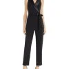 Adrianna Papell Collared Tuxedo Jumpsuit