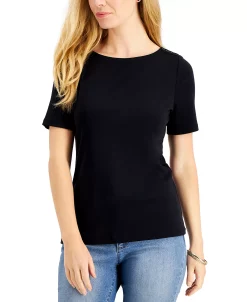 Charter Club Women's Cotton Boat-Neck Top, Created For Macy's -Anne Klein Sales Store 19121542 fpx