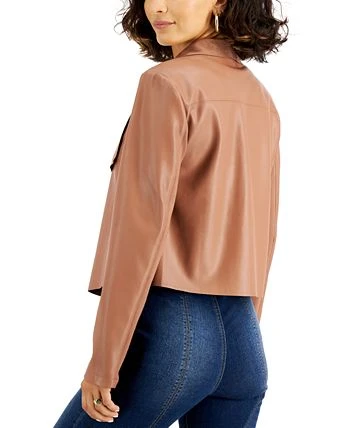Bar III Women's Faux-Leather Flyaway Jacket, Created For Macy's 2 Bar III Women's Faux-Leather Flyaway Jacket, Created For Macy's - Image 2