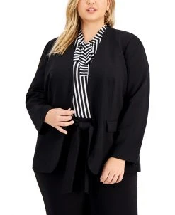 Bar III Trendy Plus Size Open-Front Blazer, Created For Macy's
