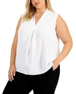 Bar III Trendy Plus Size Inverted-Pleat Top, Created For Macy's