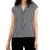 Bar III Women's Striped Tie-Neck Top, Created For Macy's