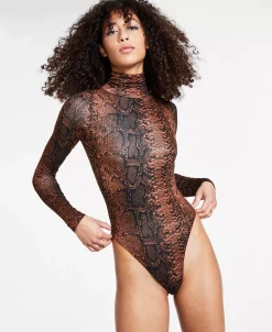 Bar III Snakeskin-Print Turtleneck Bodysuit, Created For Macy's 8 Bar III Snakeskin-Print Turtleneck Bodysuit, Created For Macy's -Anne Klein Sales Store 19331509 fpx