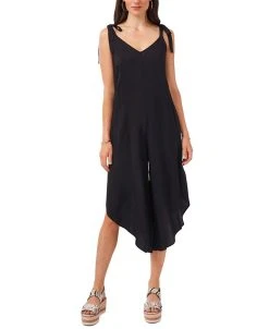 Vince Camuto Solid Tie-Shoulder Cascading Jumpsuit