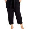 Bar III Plus Size Cropped Tie-Front Pants, Created For Macy's