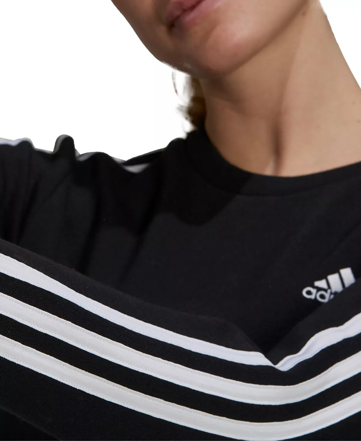 ADIDAS Women's 3-Stripe Cotton Fleece Crewneck Sweatshirt 7 ADIDAS Women's 3-Stripe Cotton Fleece Crewneck Sweatshirt - Image 7