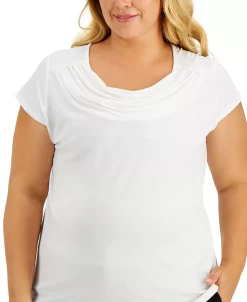 Kasper Plus Size Cap-Sleeve Cowlneck Top -Anne Klein Sales Store 19537401 fpx