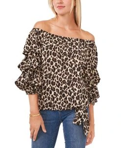 Vince Camuto Leopard-Print Off-The-Shoulder Top