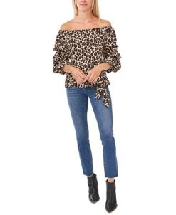 Vince Camuto Leopard-Print Off-The-Shoulder Top -Anne Klein Sales Store 19547545 fpx