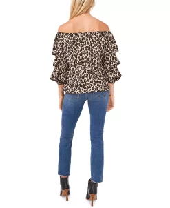 Vince Camuto Leopard-Print Off-The-Shoulder Top -Anne Klein Sales Store 19547546 fpx