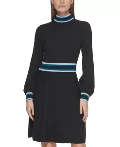 Vince Camuto Mock-Neck Fit & Flare Dress -Anne Klein Sales Store 19642463 fpx