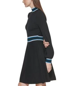 Vince Camuto Mock-Neck Fit & Flare Dress -Anne Klein Sales Store 19642464 fpx