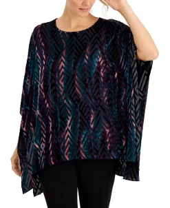 Kasper Printed Burnout Velvet Kaftan Top -Anne Klein Sales Store 19654877 fpx
