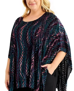 Kasper Plus Size Velvet Burnout Top -Anne Klein Sales Store 19654965 fpx