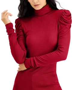 INC International Concepts Women's Puff-Sleeve Turtleneck Top, Created For Macy's -Anne Klein Sales Store 19661277 fpx