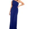 Adrianna Papell One-Shoulder Side-Drape Cascade Matte Jersey Gown