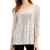 JM Collection Sequin Cold-Shoulder Top, Created For Macy's