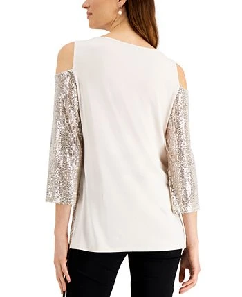 JM Collection Sequin Cold-Shoulder Top, Created For Macy's 2 JM Collection Sequin Cold-Shoulder Top, Created For Macy's - Image 2