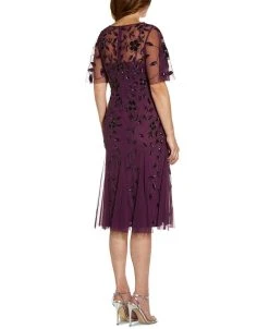 Adrianna Papell Embellished Flutter-Sleeve A-Line Dress -Anne Klein Sales Store 19797782 fpx