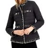 Anne Klein Quilted Tweed-Trim Puffer Jacket