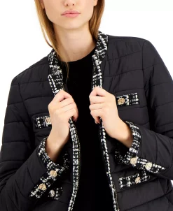 Anne Klein Quilted Tweed-Trim Puffer Jacket -Anne Klein Sales Store 19804049 fpx
