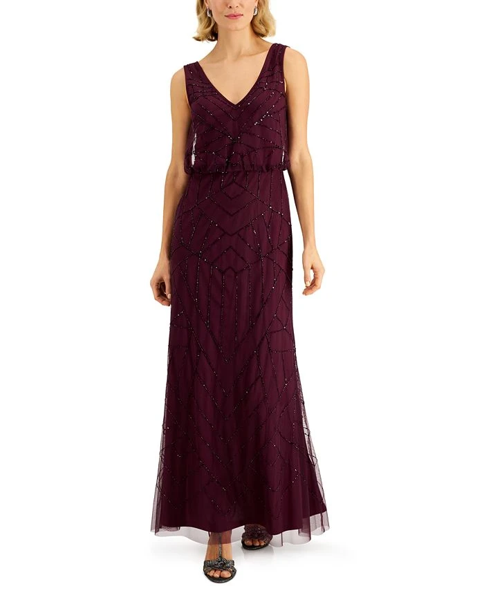 Papell Studio V-Neck Blouson Gown 1 Papell Studio V-Neck Blouson Gown