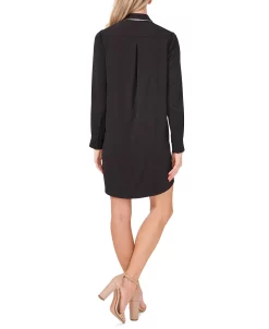 CeCe Women's Mixed Media Bow-Neck Button-Down Dress -Anne Klein Sales Store 19850590 fpx