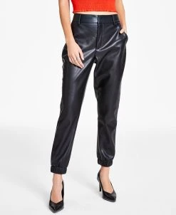 Bar III Faux-Leather Jogger Pants, Created For Macy's