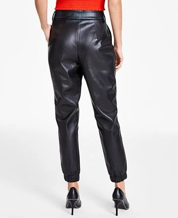 Bar III Faux-Leather Jogger Pants, Created For Macy's 2 Bar III Faux-Leather Jogger Pants, Created For Macy's - Image 2