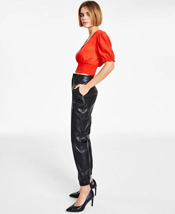 Bar III Faux-Leather Jogger Pants, Created For Macy's 3 Bar III Faux-Leather Jogger Pants, Created For Macy's - Image 3