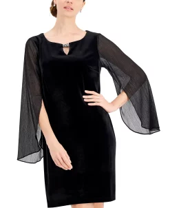 Connected Velvet Sheer-Sleeve Dress -Anne Klein Sales Store 19878411 fpx