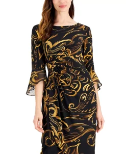Connected Printed Bell-Sleeve Dress -Anne Klein Sales Store 19878435 fpx