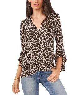 Vince Camuto Tiered-Sleeve Leopard-Print Top