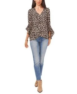 Vince Camuto Tiered-Sleeve Leopard-Print Top -Anne Klein Sales Store 19917707 fpx