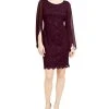 Connected Flutter-Sleeve Sequined Lace Dress