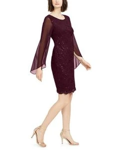 Connected Flutter-Sleeve Sequined Lace Dress -Anne Klein Sales Store 19961260 fpx