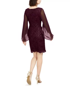 Connected Flutter-Sleeve Sequined Lace Dress -Anne Klein Sales Store 19961262 fpx