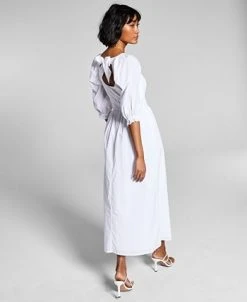 And Now This Women's Cotton Smocked Puffed Sleeve Midi Dress -Anne Klein Sales Store 20058014 fpx 1