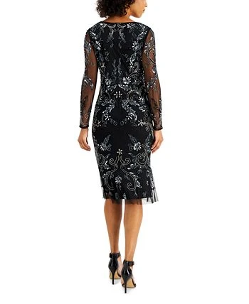 Adrianna Papell Embellished Long-Sleeve Dress 2 Adrianna Papell Embellished Long-Sleeve Dress - Image 2