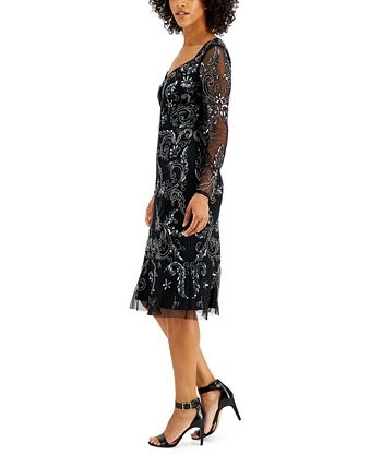 Adrianna Papell Embellished Long-Sleeve Dress 3 Adrianna Papell Embellished Long-Sleeve Dress - Image 3