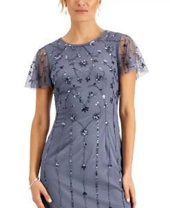 Papell Studio Flutter-Sleeve Embellished Gown -Anne Klein Sales Store 20154770 fpx