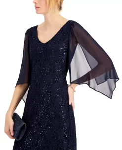 Connected Sheer-Sleeve Lace Gown -Anne Klein Sales Store 20156839 fpx