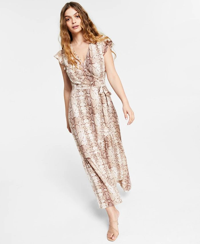 Bar III Snakeskin Print Wrap-Style Maxi Dress, Created For Macy's 1 Bar III Snakeskin Print Wrap-Style Maxi Dress, Created For Macy's