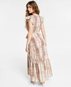 Bar III Snakeskin Print Wrap-Style Maxi Dress, Created For Macy's 6 Bar III Snakeskin Print Wrap-Style Maxi Dress, Created For Macy's -Anne Klein Sales Store 20230978 fpx