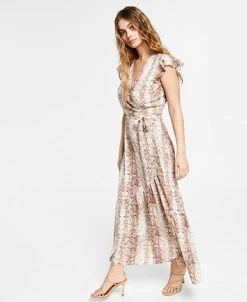 Bar III Snakeskin Print Wrap-Style Maxi Dress, Created For Macy's 7 Bar III Snakeskin Print Wrap-Style Maxi Dress, Created For Macy's -Anne Klein Sales Store 20230980 fpx