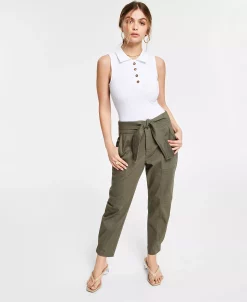 Bar III Tie-Front Tapered Pants, Created For Macy's