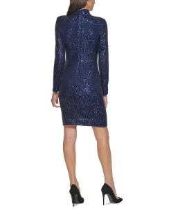 Vince Camuto Long Sleeve Mock Neck Keyhole Cocktail Dress -Anne Klein Sales Store 20240695 fpx